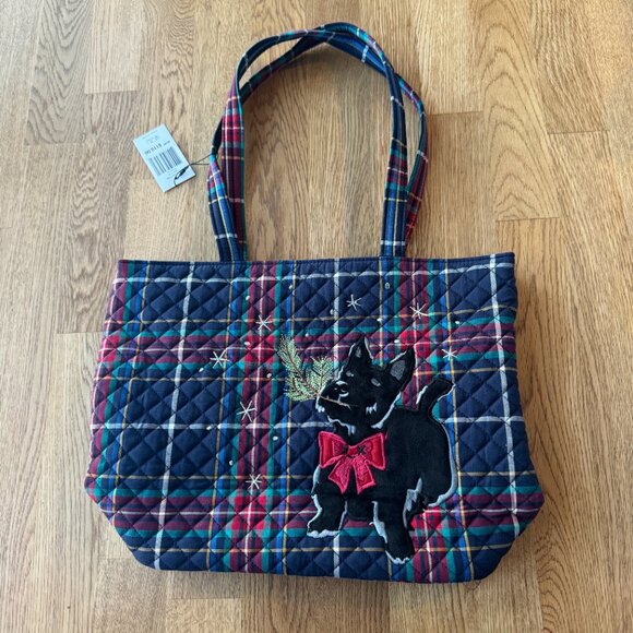 Vera Bradley Holiday Scottie Dog Small Vera Tote NWT - Picture 2 of 10
